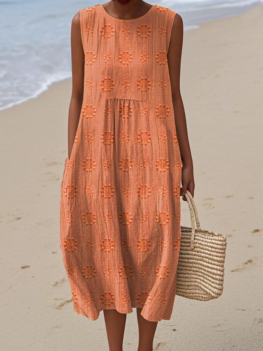 Ivy - Elegant Sleeveless Cotton Dress with Pockets