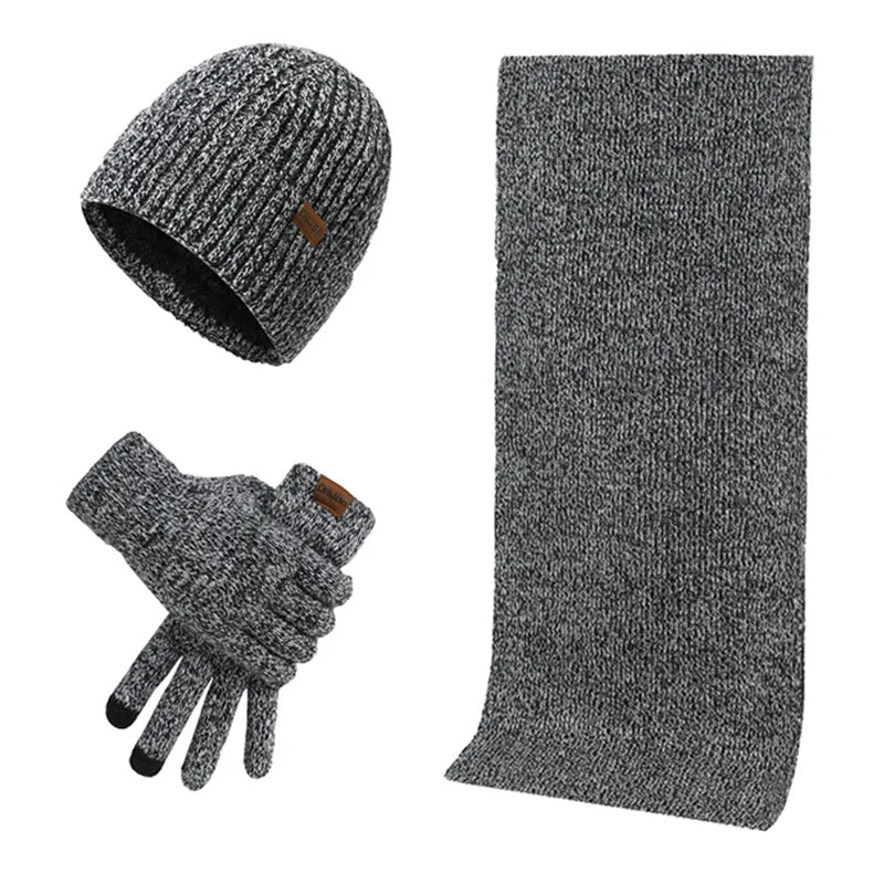 Casual winter set with hat, scarf and gloves for men