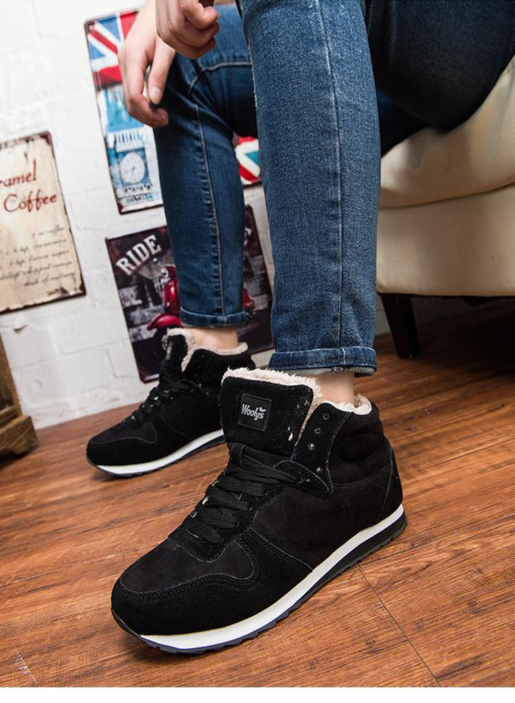 Calzado casual de invierno para hombre - Zapatillas altas con forro de piel