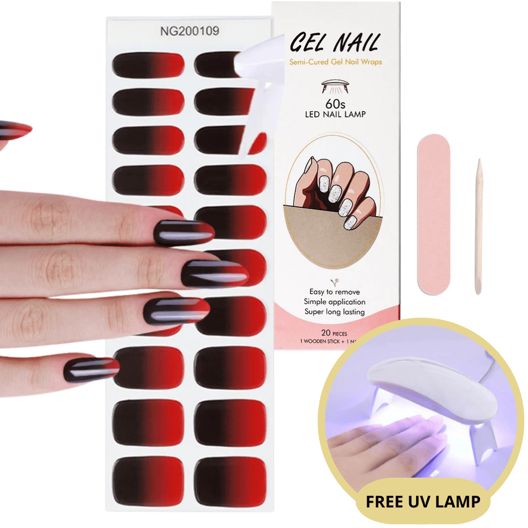 Gel nail sticker set with UV lamp