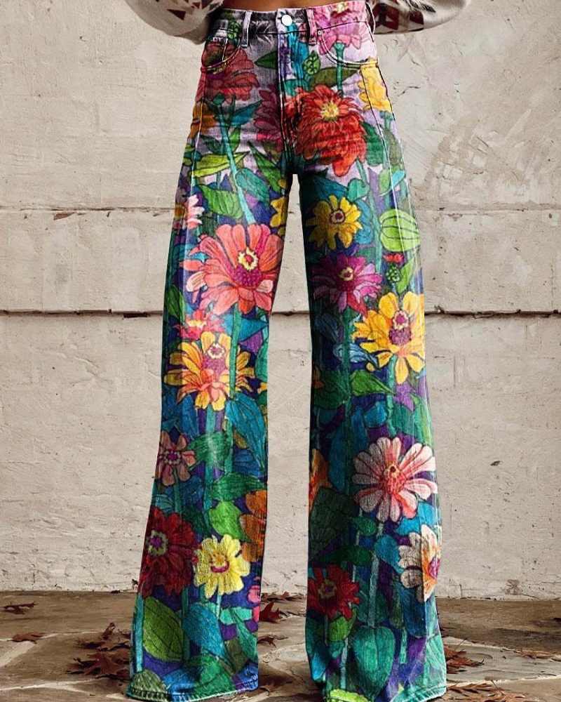 Persephone - Floral Wide Leg Trousers