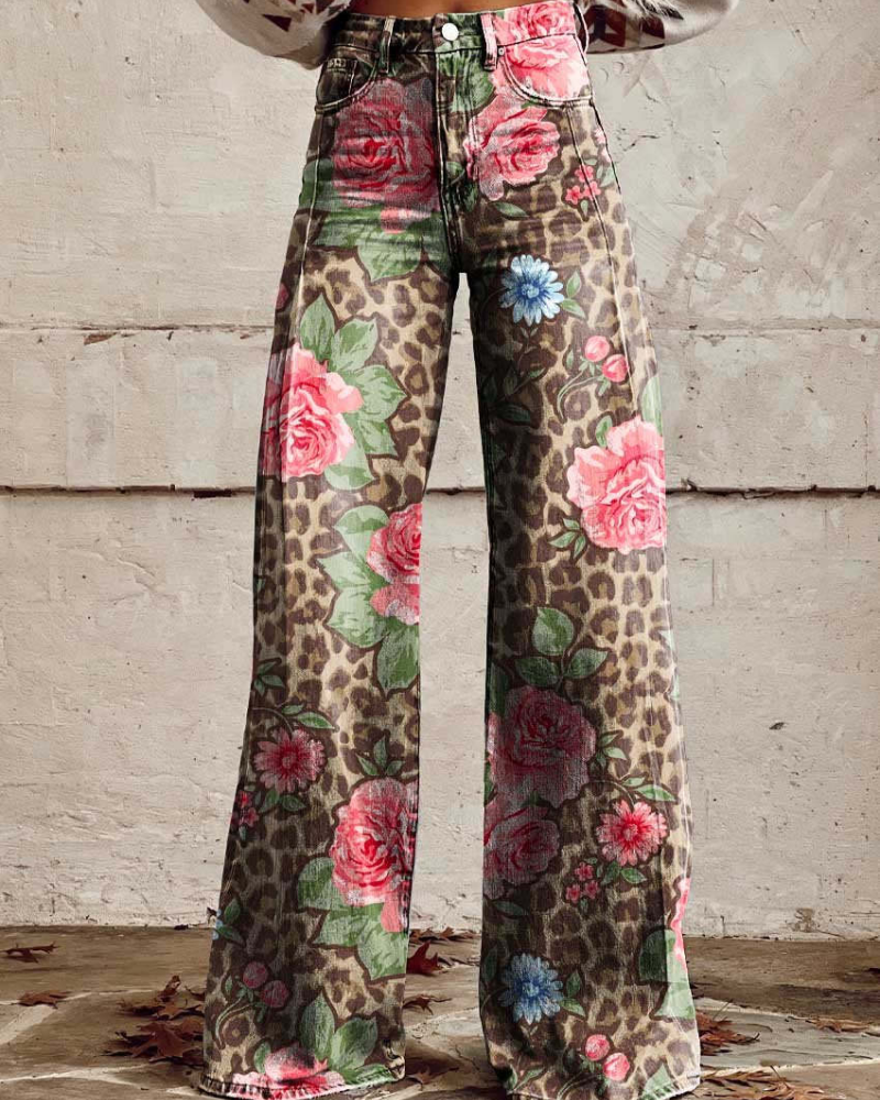 Persephone - Floral Wide Leg Trousers