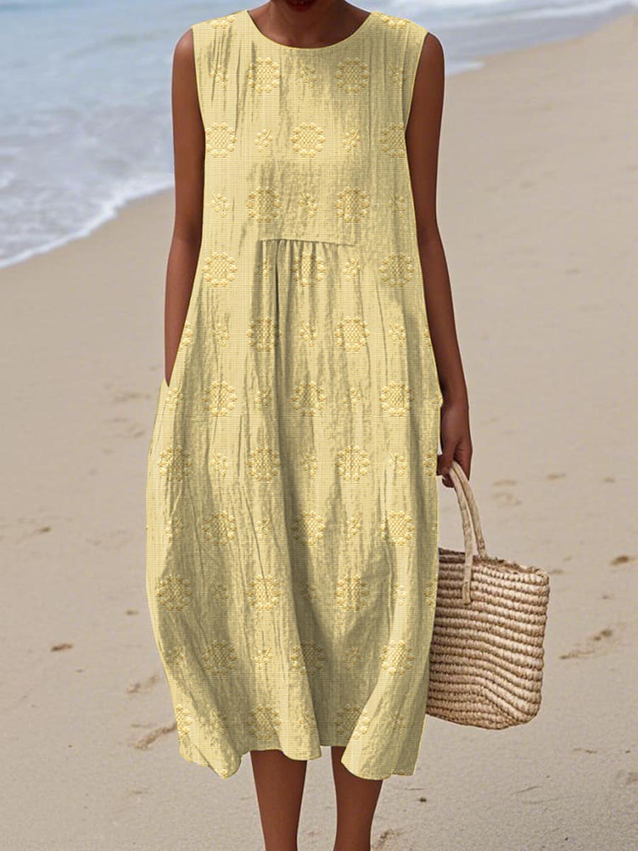 Ivy - Elegant Sleeveless Cotton Dress with Pockets