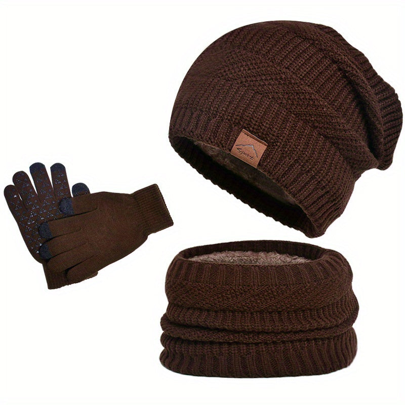 Leisure winter plush 3-piece set for men