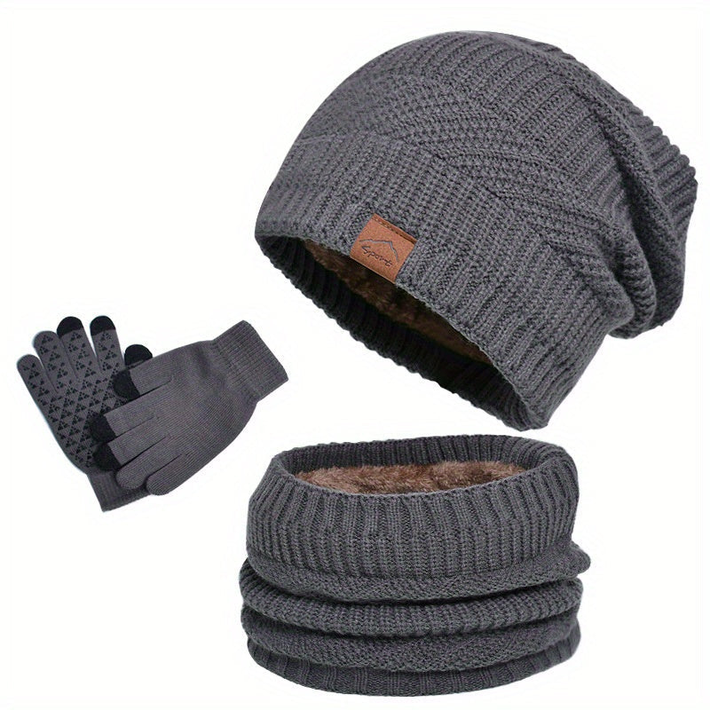 Leisure winter plush 3-piece set for men