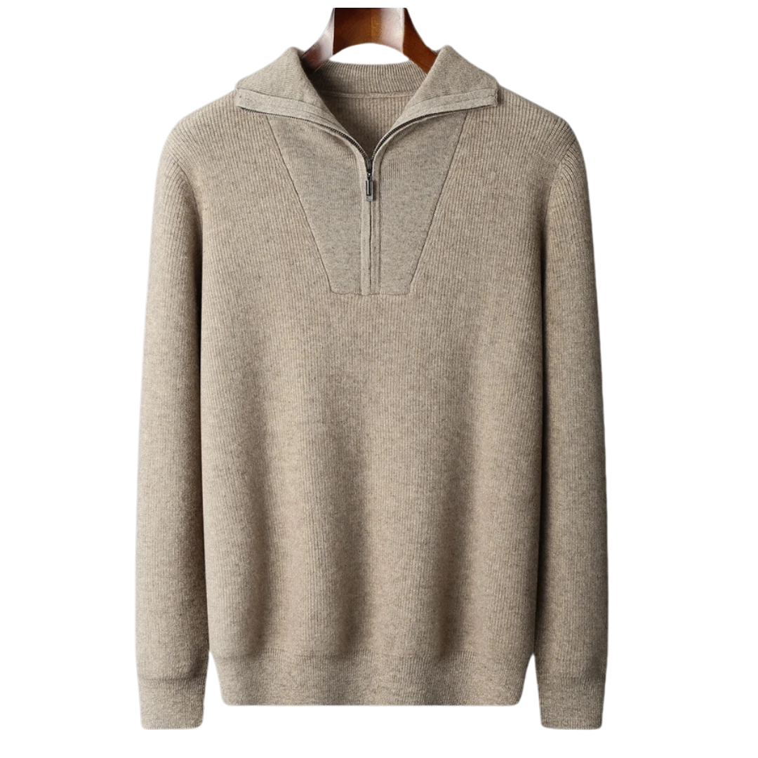 Half-Zip Ribbed Knit Sweater for Men - Image 1