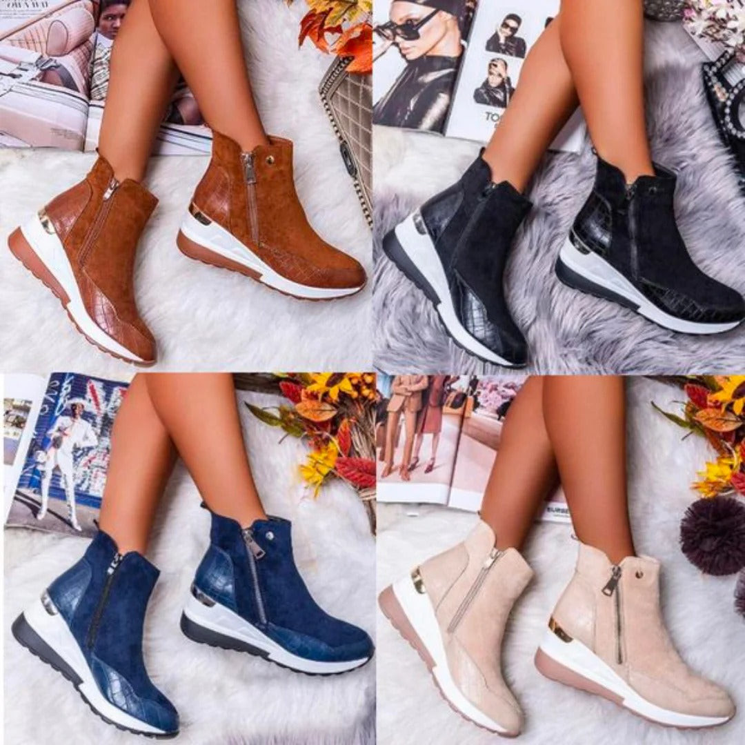 Orthopedic mid-height leather ankle boots for women | Lisa