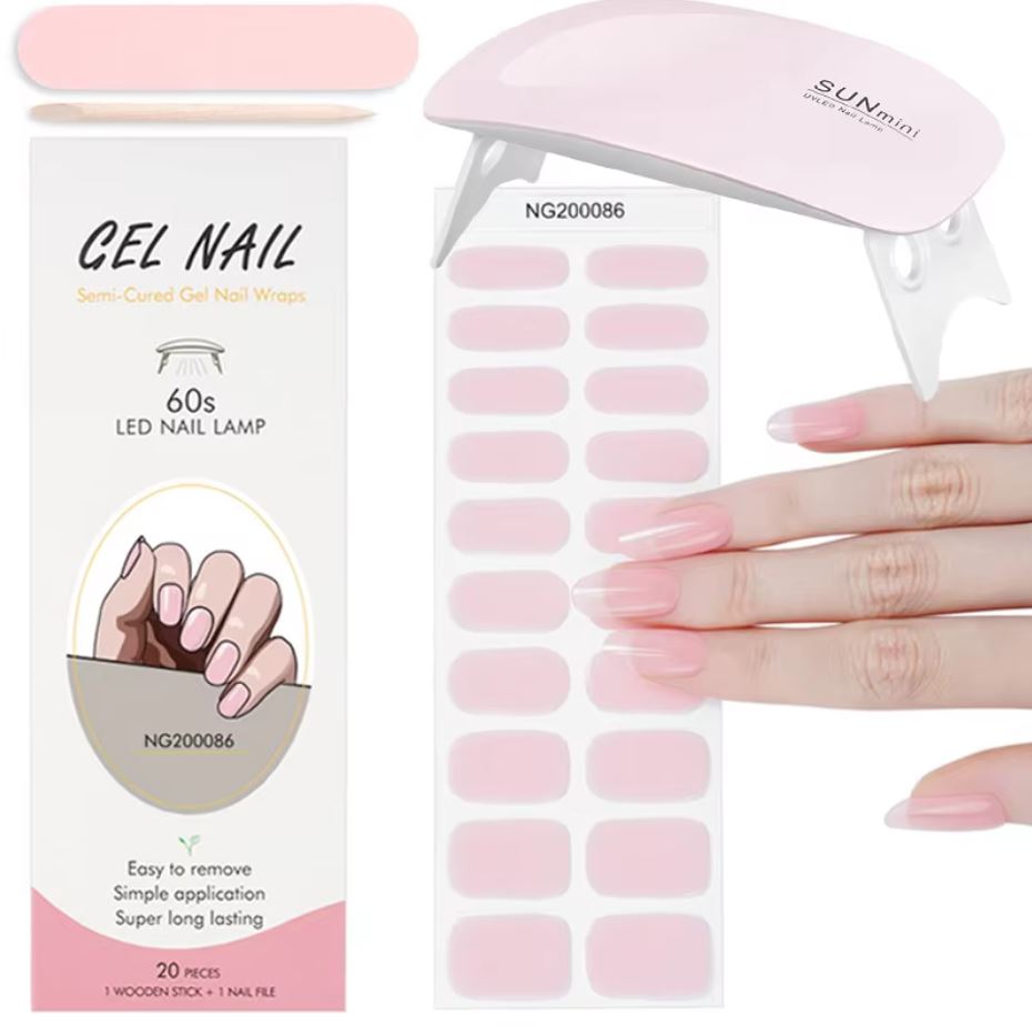 Gel nail sticker set with UV lamp