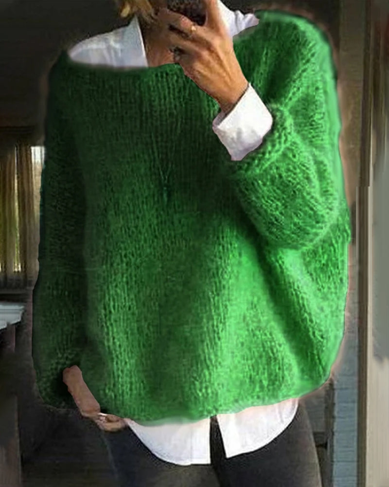 Classic off-shoulder knitted sweater for women