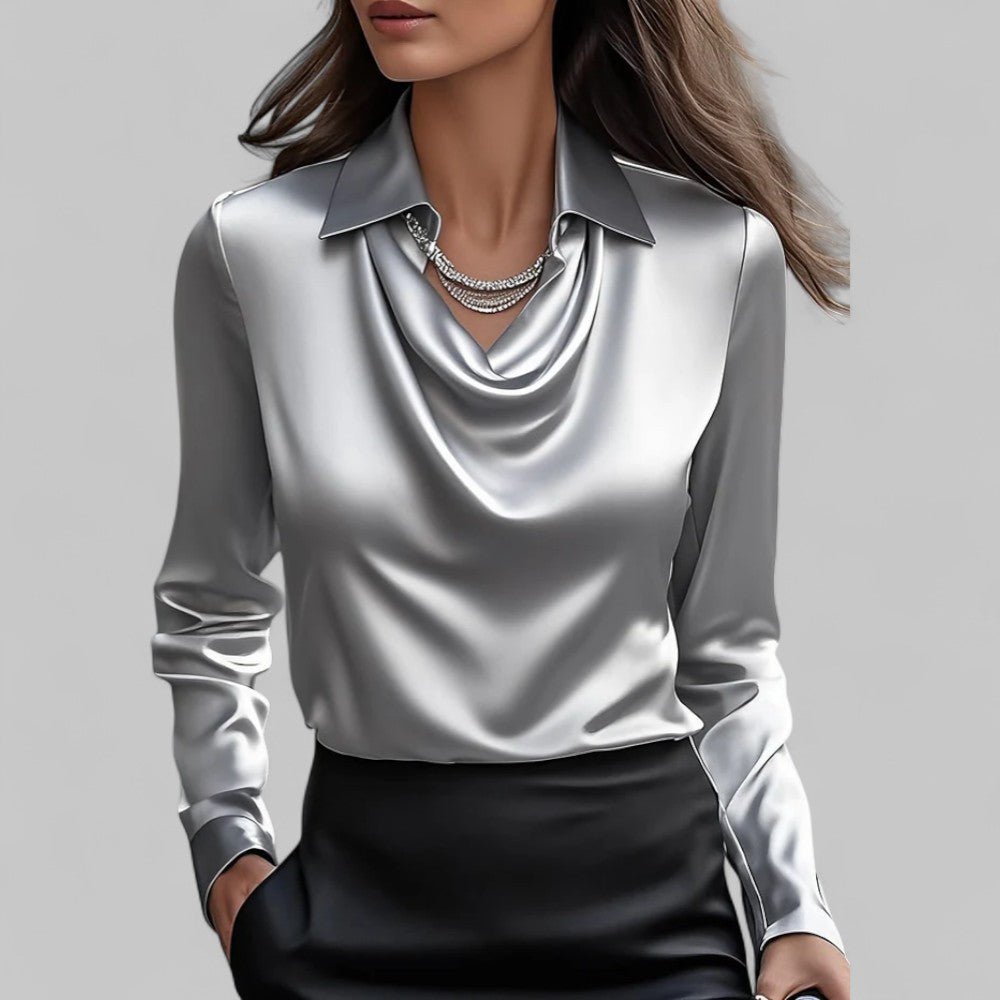 Long Sleeve Collared Blouse for Women - Image 2