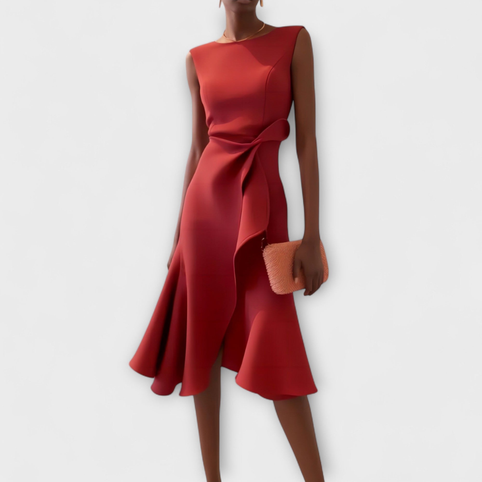 Helena - Draped Asymmetric Midi Dress
