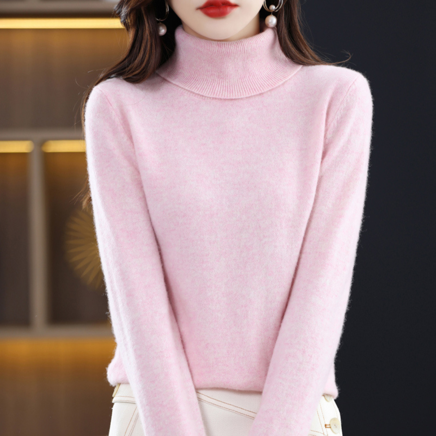 Luxe cashmere women's turtleneck sweater - Elena