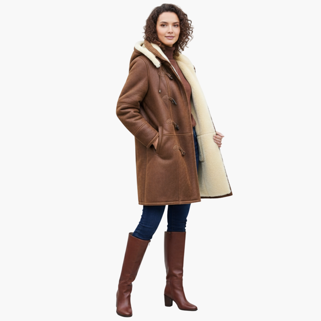 Hooded Toggle Long Coat for Women - Image 3
