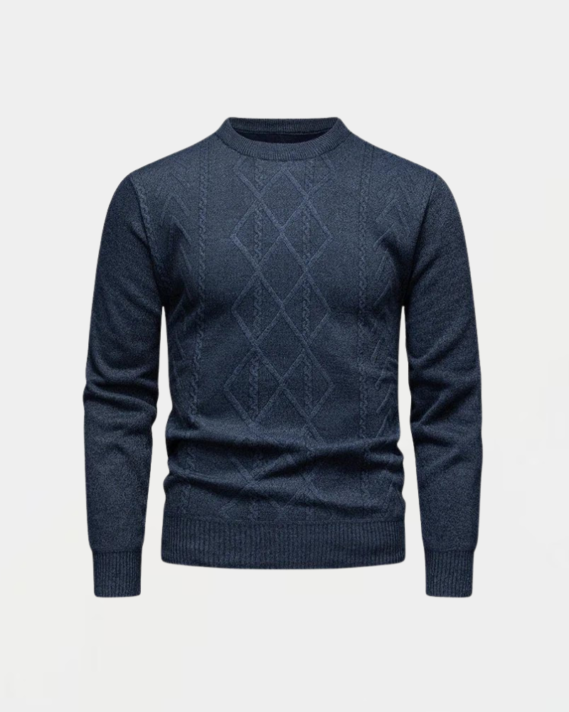 Pull en maille pour hommes avec encolure ronde et motif en losange