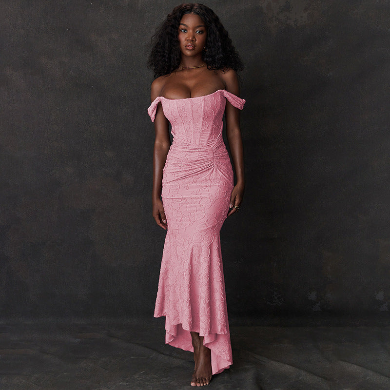 Denisse Long Elegant Dress - Body-enhancing cut and luxurious fabric for a sophisticated, feminine look