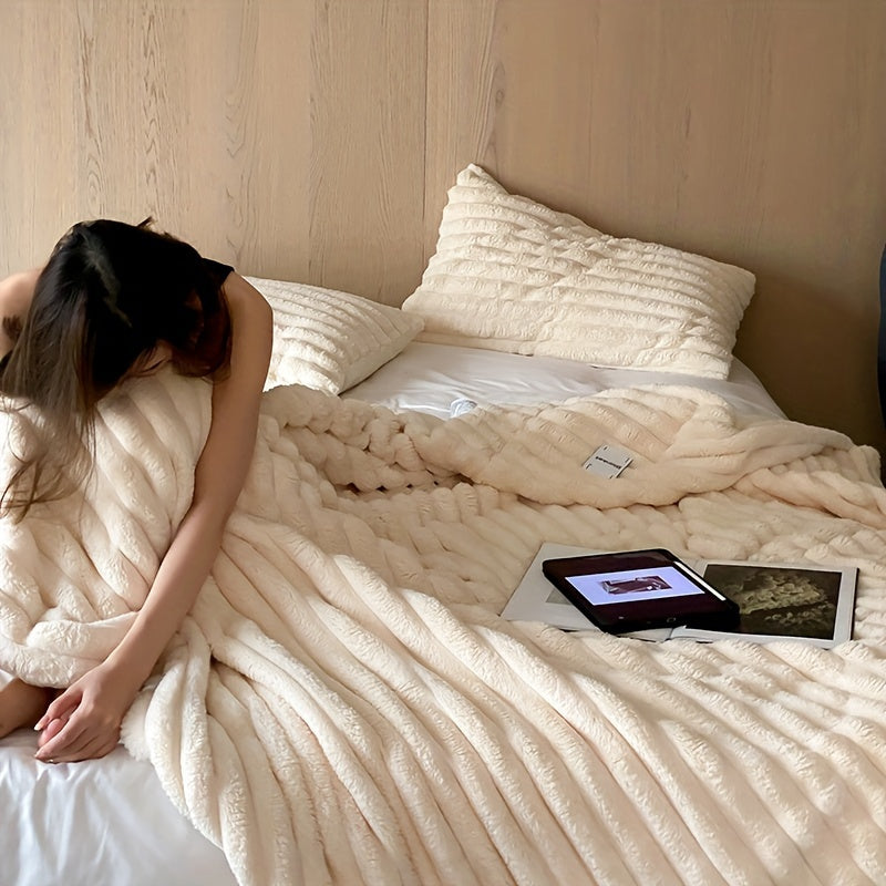 Double-layered plush comfort blanket