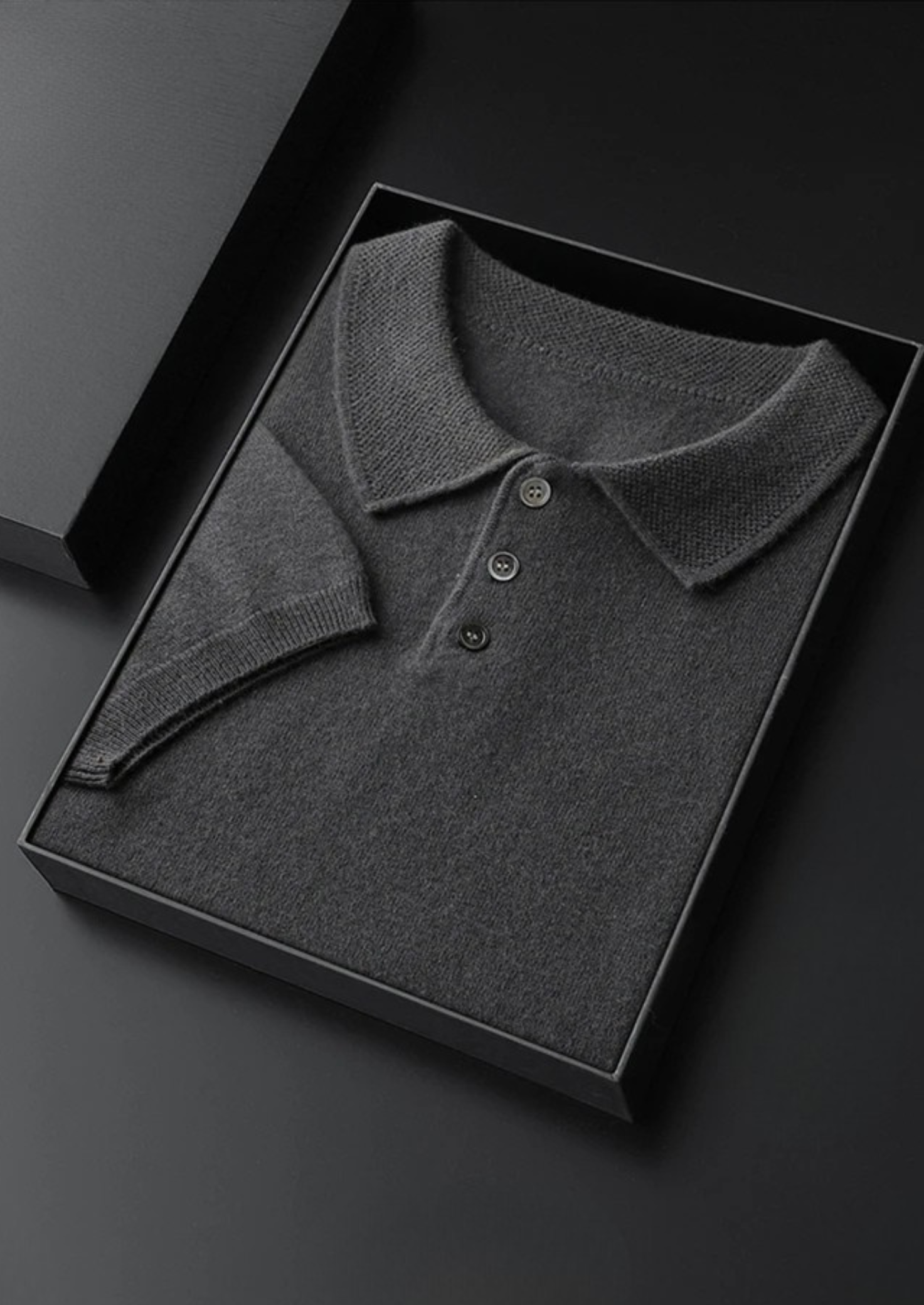 Button-Down Textured Knit Polo for Men - Image 7