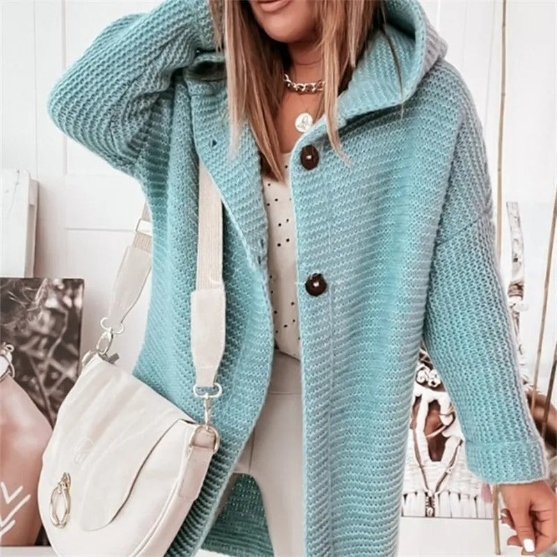 Elegant women's cardigan with hood - cashmere Look