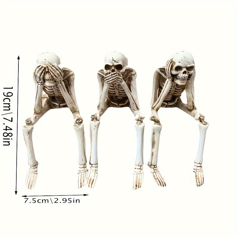 CryptSkulls | 3-piece resin skull trio – Halloween ghost decoration sculpture set