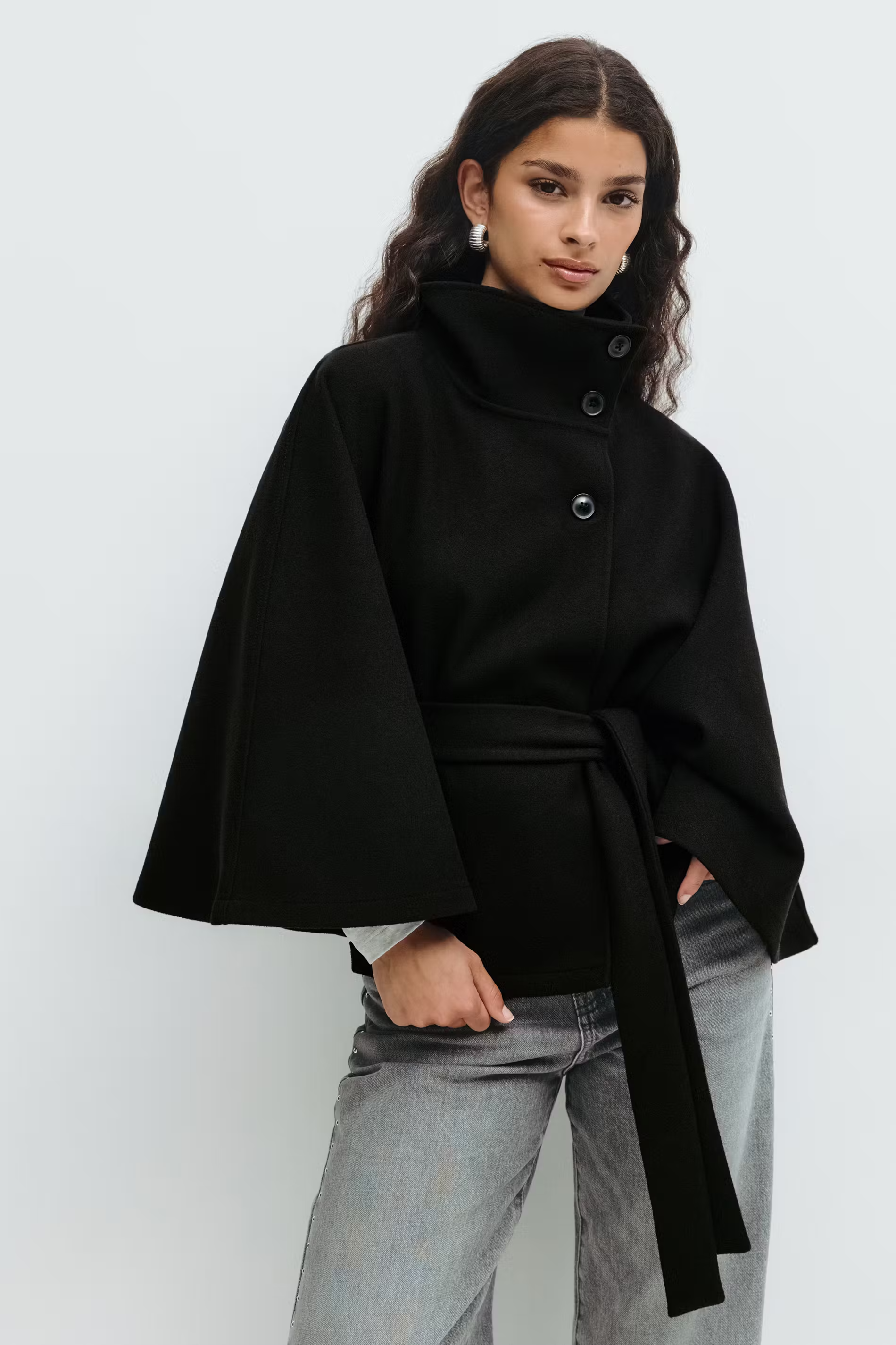 Belted Funnel Neck Jacket for Women - Image 6