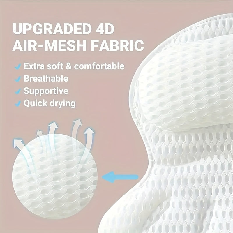 Cuscino da bagno LuxieSpa 4D Luxe - Cuscino traspirante con supporto per collo e schiena per un bagno rilassante
