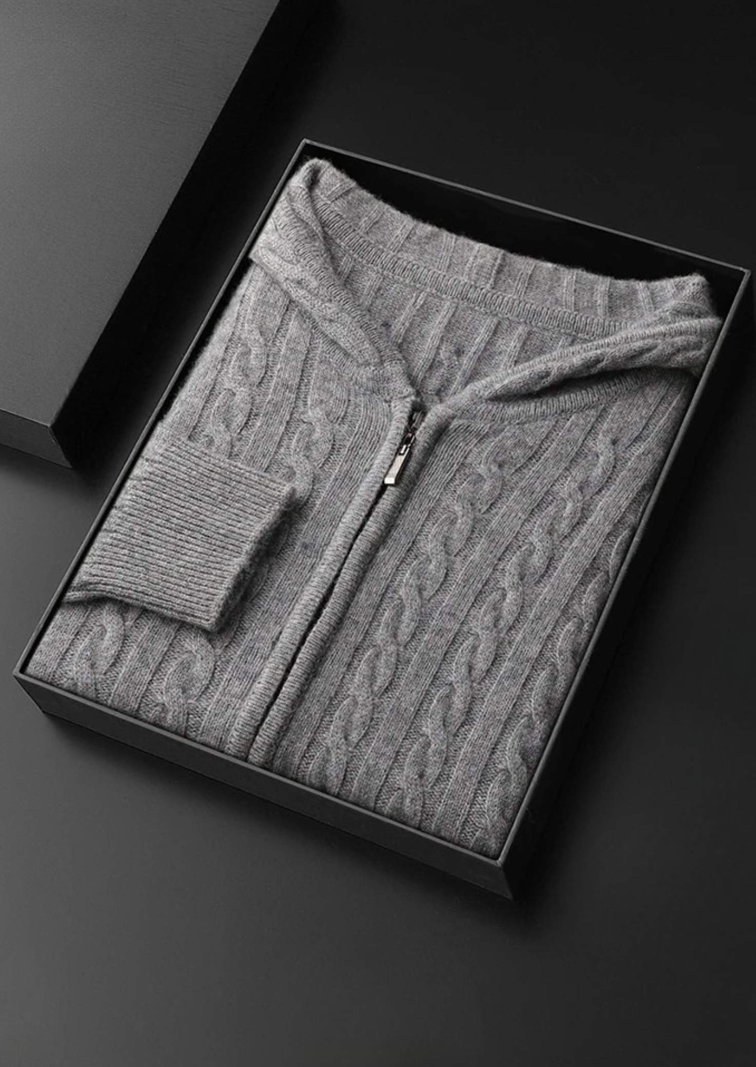 Cable Knit Zip-Up Hoodie for Men - Image 8