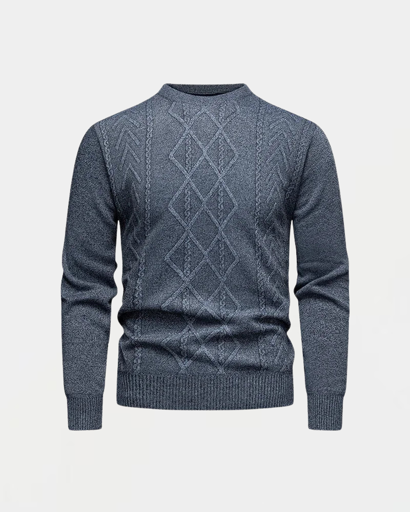 Pull en maille pour hommes avec encolure ronde et motif en losange