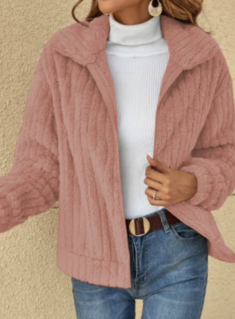 Warm plush cardigan for women