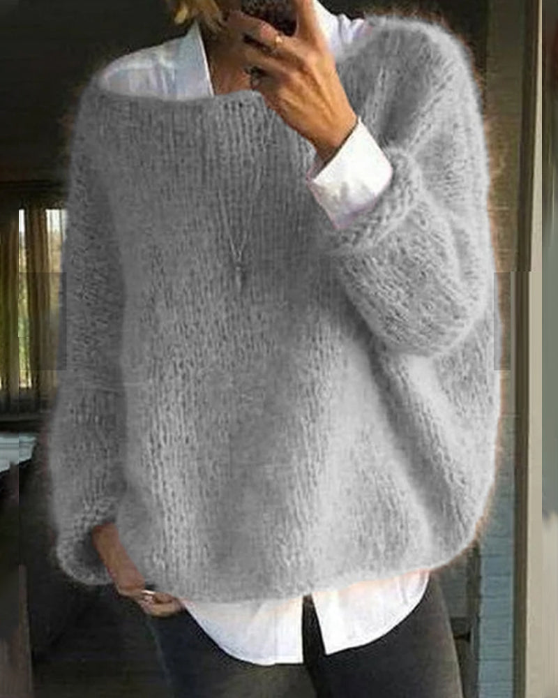 Classic off-shoulder knitted sweater for women