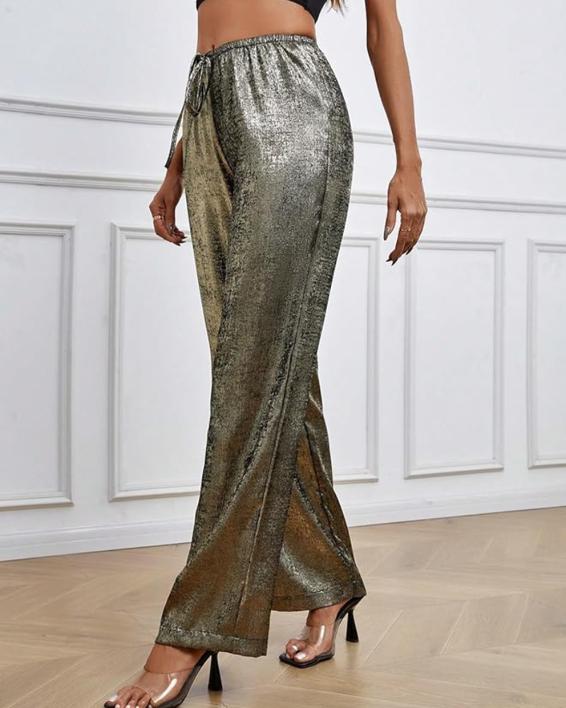 Estelle - Metallic Wide Leg Trousers