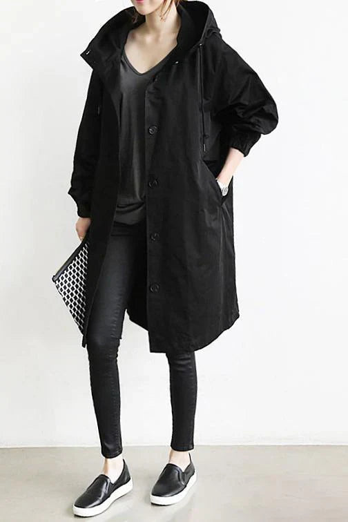 Waterproof ladies trench coat with capuchon - Long & Warm