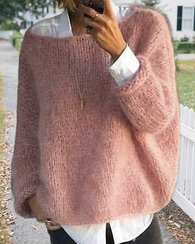 Classic off-shoulder knitted sweater for women