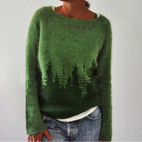Stylowy damski sweter z retro wzorem na jesień