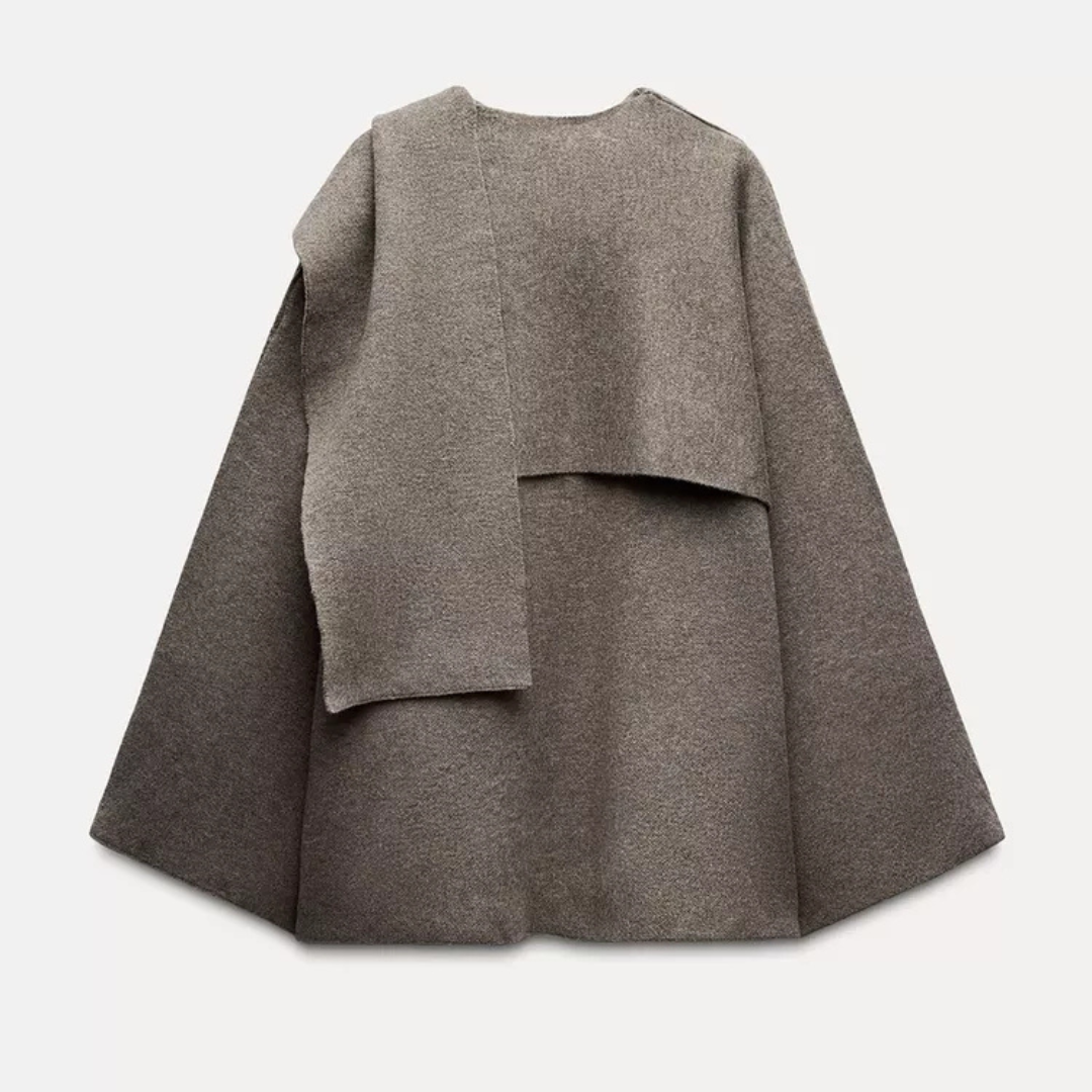 Elegancka, miękka damska peleryna kurtka