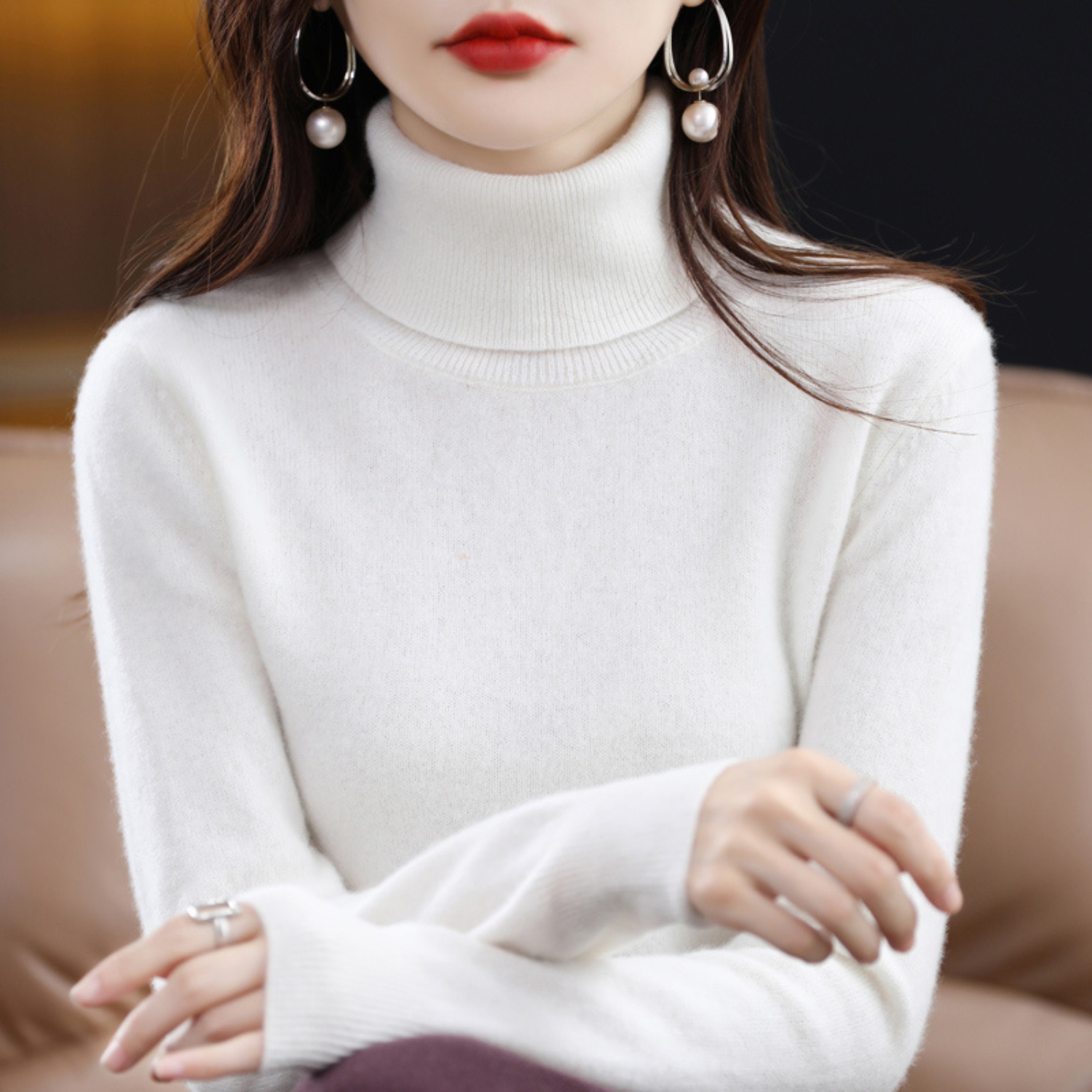 Luxe cashmere women's turtleneck sweater - Elena