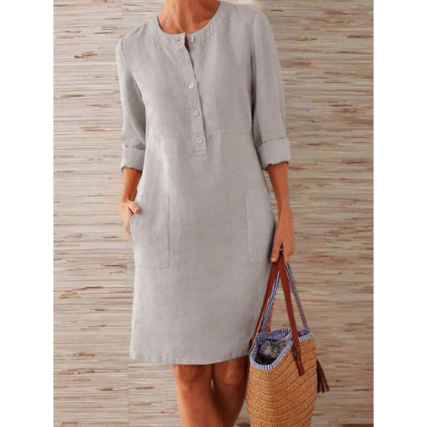 Knee-length linen dress | Simplicity and elegance with Comfortable style