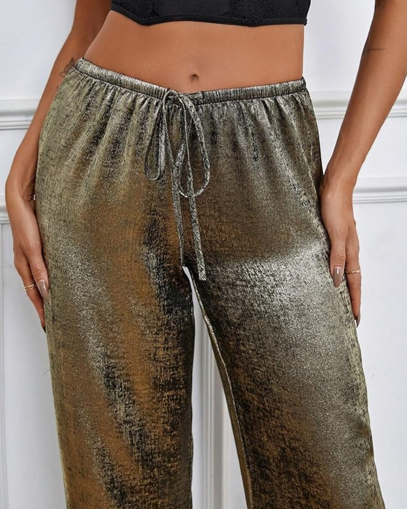 Estelle - Metallic Wide Leg Trousers