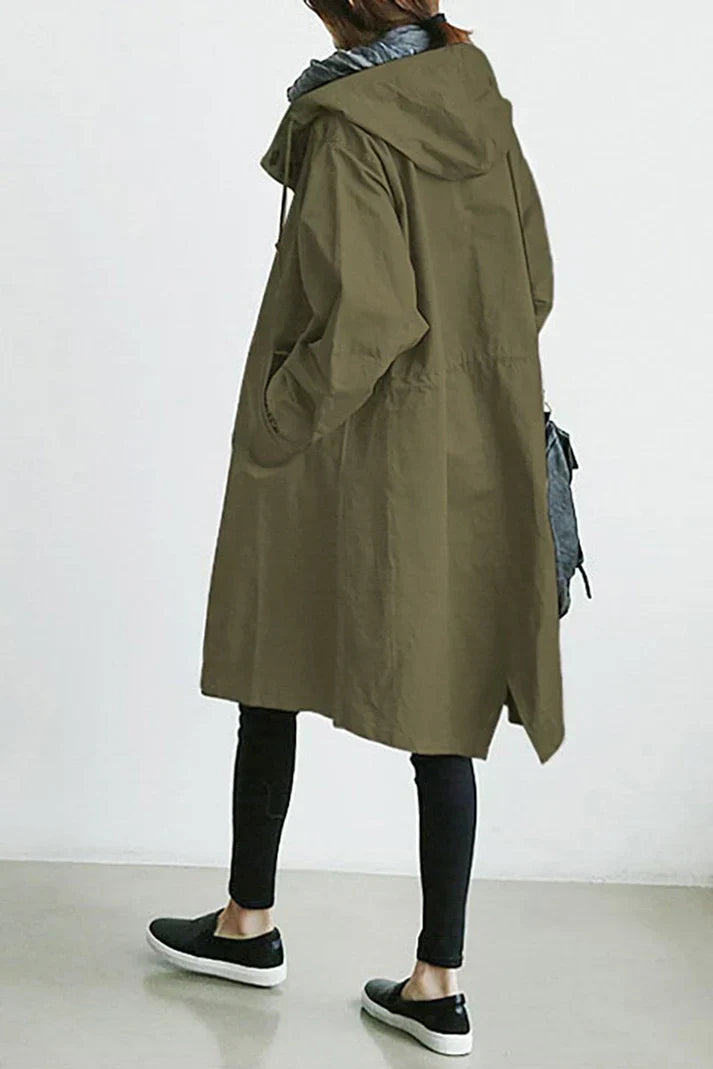 Waterproof ladies trench coat with capuchon - Long & Warm