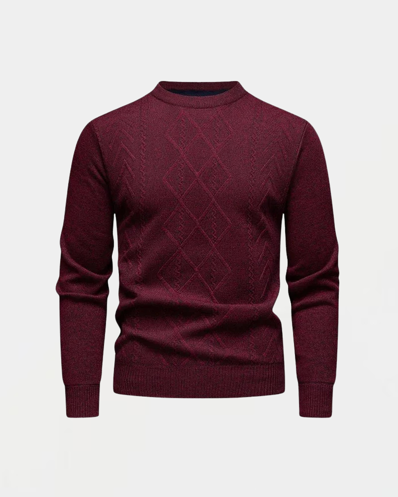 Pull en maille pour hommes avec encolure ronde et motif en losange