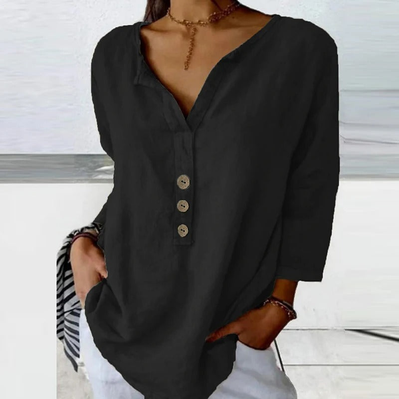 Luna - Casual Cotton and Linen Blouse