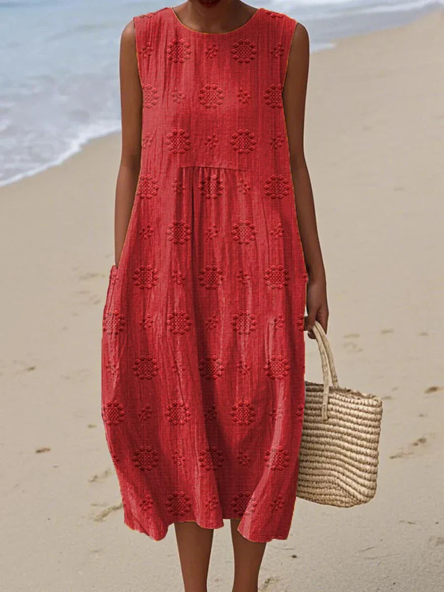 Ivy - Elegant Sleeveless Cotton Dress with Pockets
