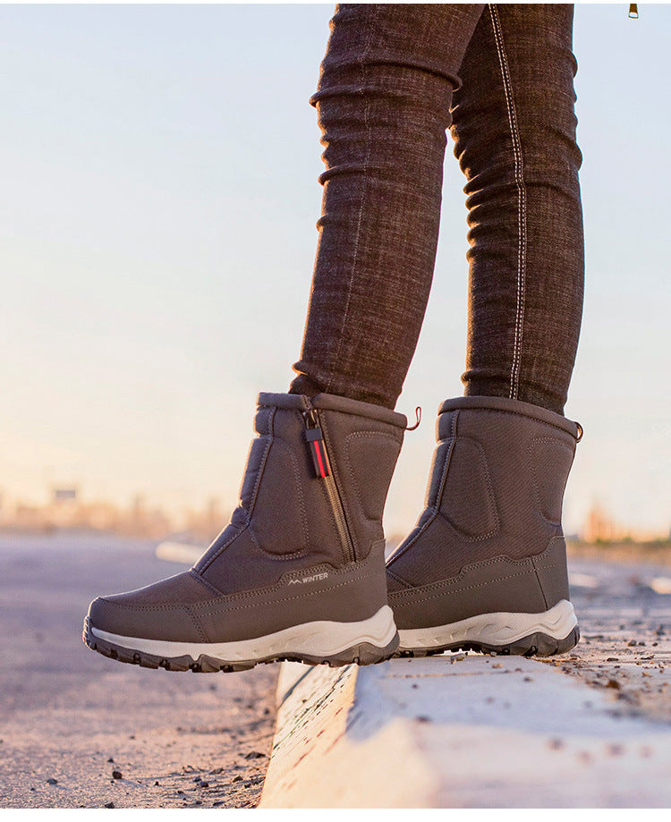 Γυναικείες χειμερινές μπότες με φερμουάρ στο πλάι - αδιάβροχες, αντιολισθητικές, ανθεκτικές μπότες χιονιού με ζεστή επένδυση