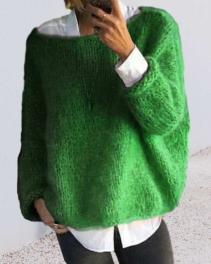 Classic off-shoulder knitted sweater for women