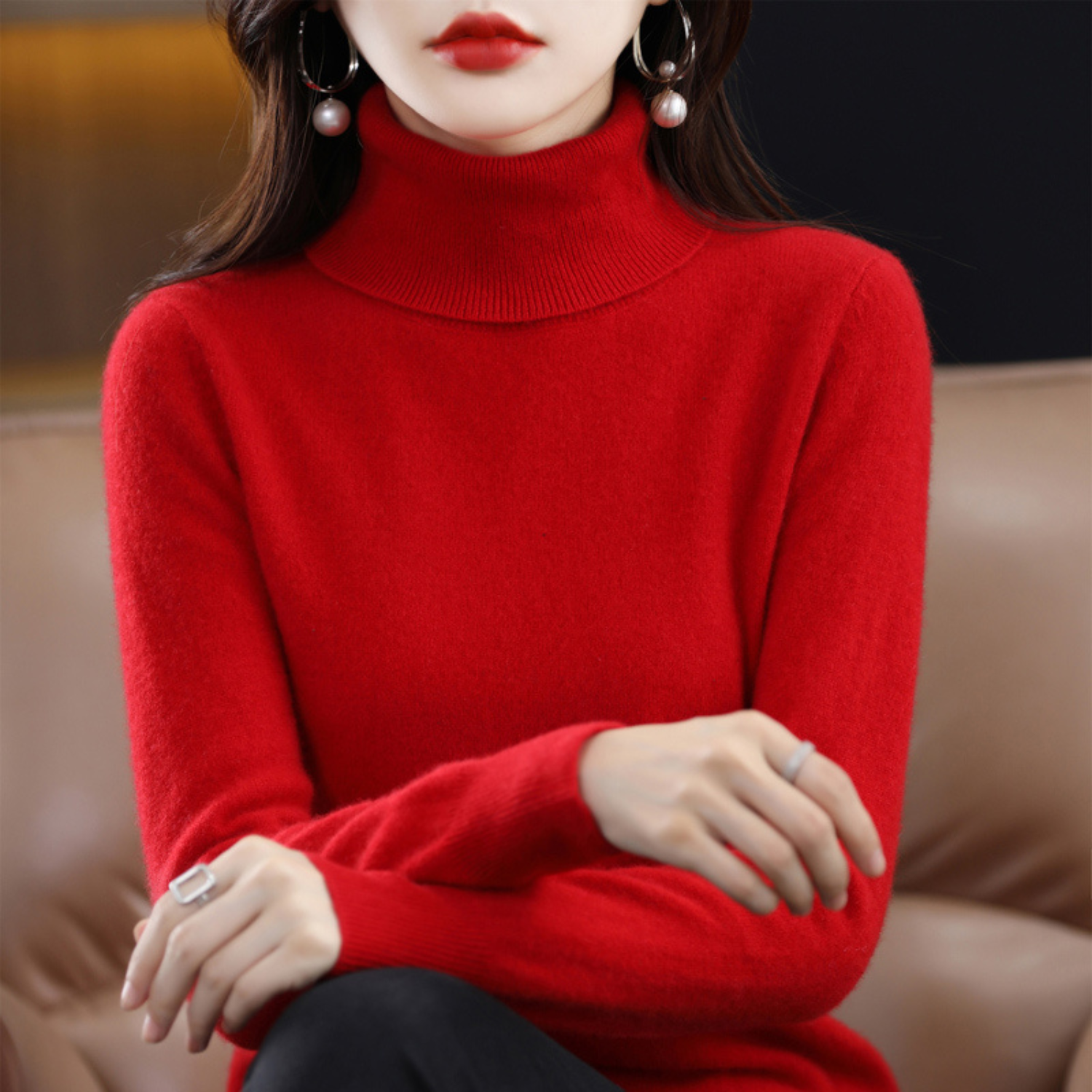 Luxe cashmere women's turtleneck sweater - Elena
