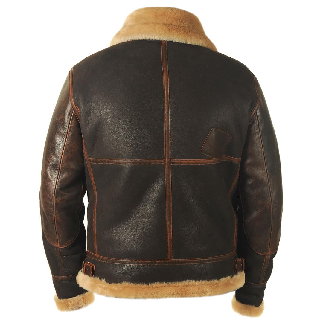 Shearling Collar Leather Jacket for Men - Image 2