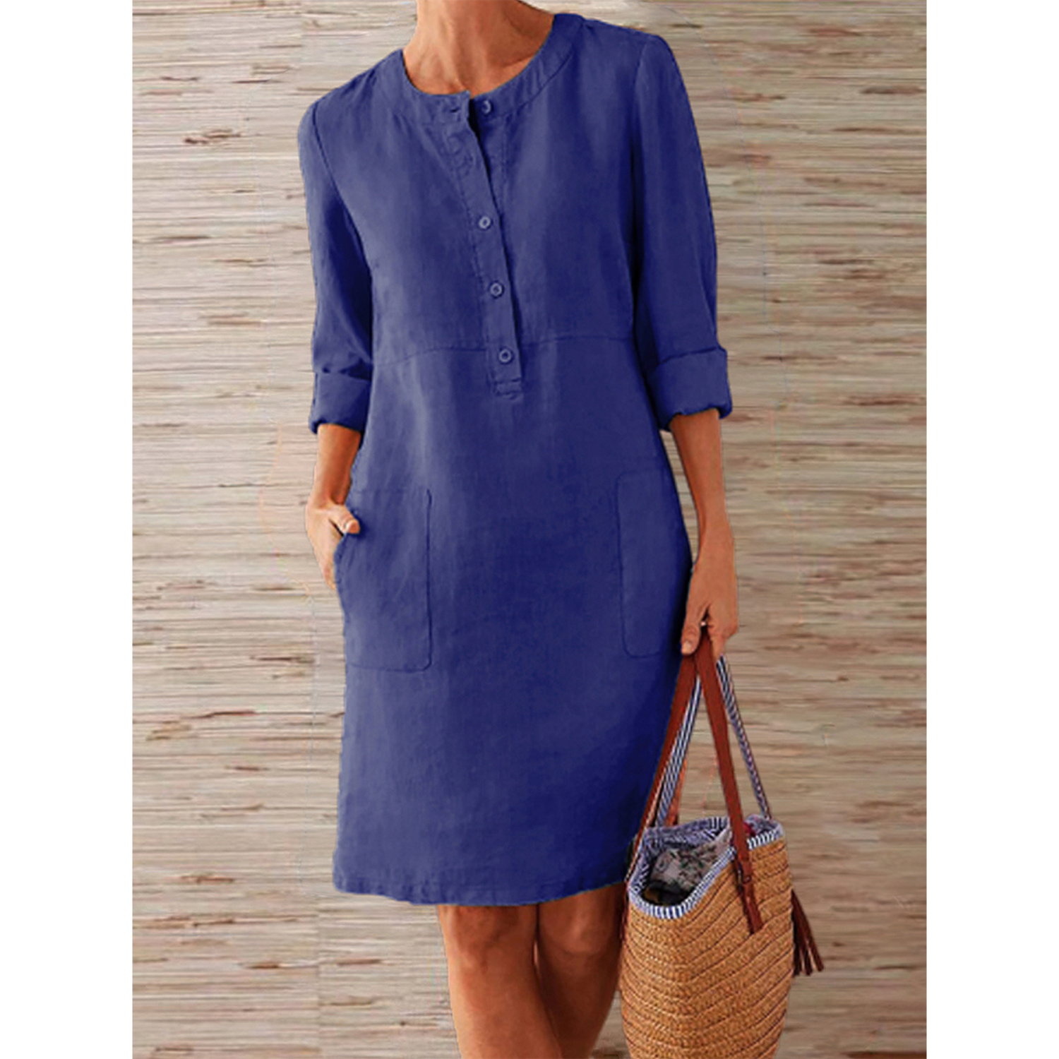 Knee-length linen dress | Simplicity and elegance with Comfortable style