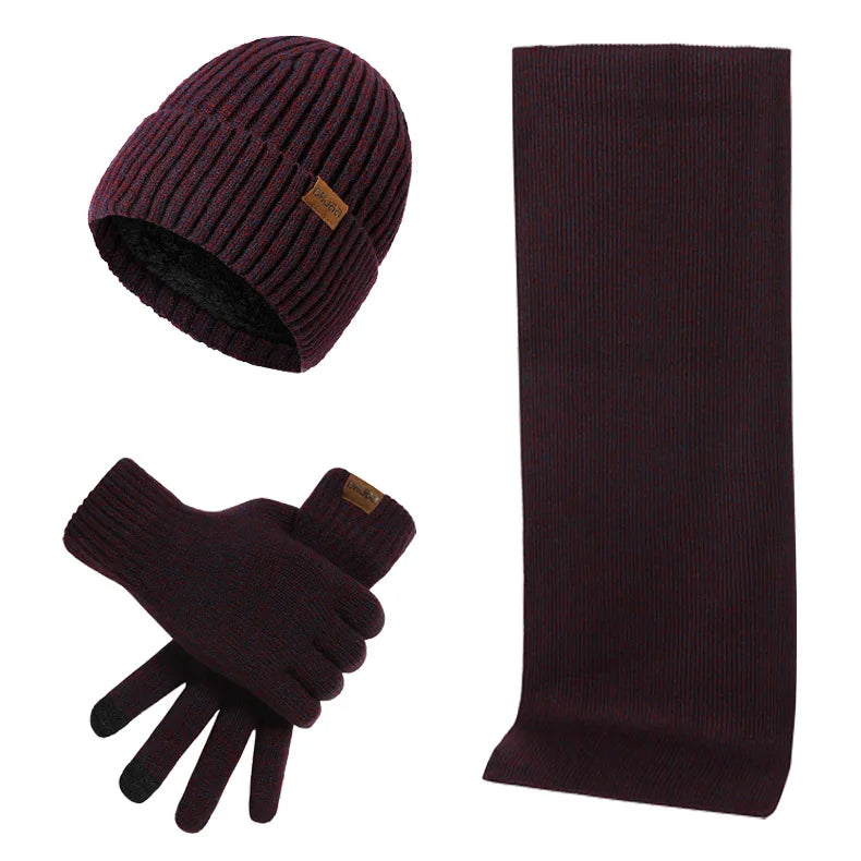 Casual winter set with hat, scarf and gloves for men