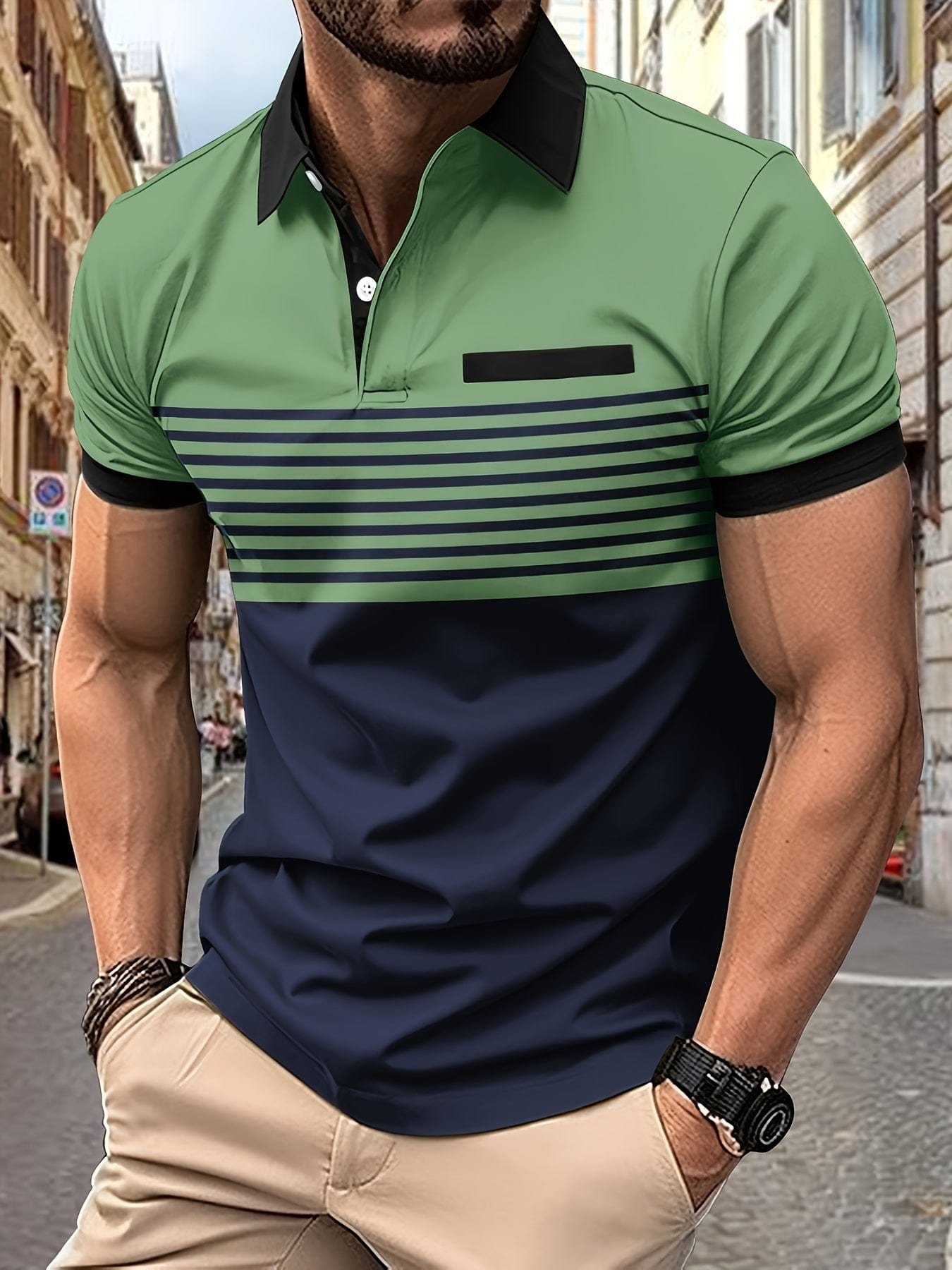 Louis|Men's summer polo with stripes
