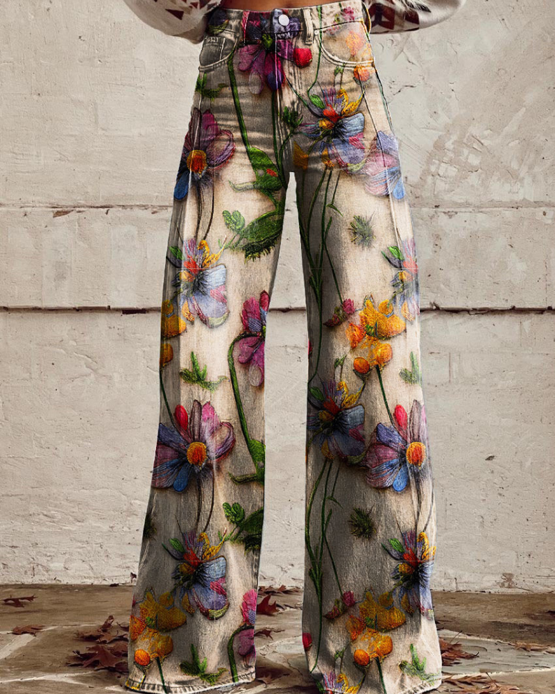 Persephone - Floral Wide Leg Trousers