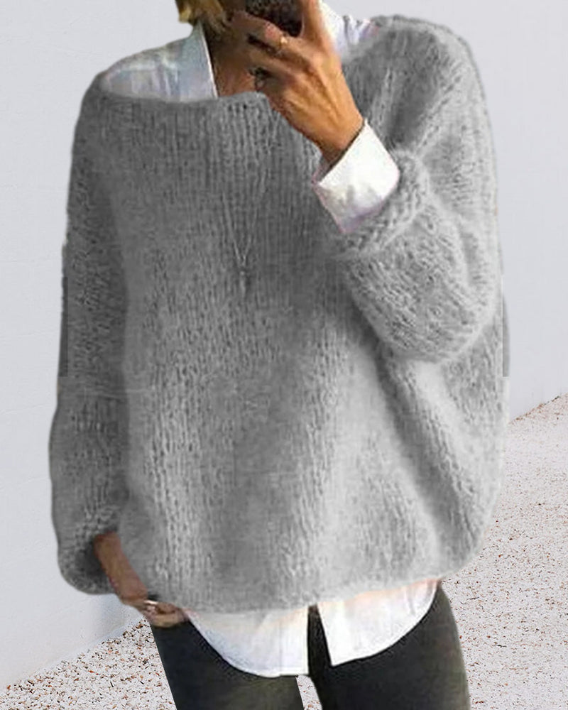 Classic off-shoulder knitted sweater for women